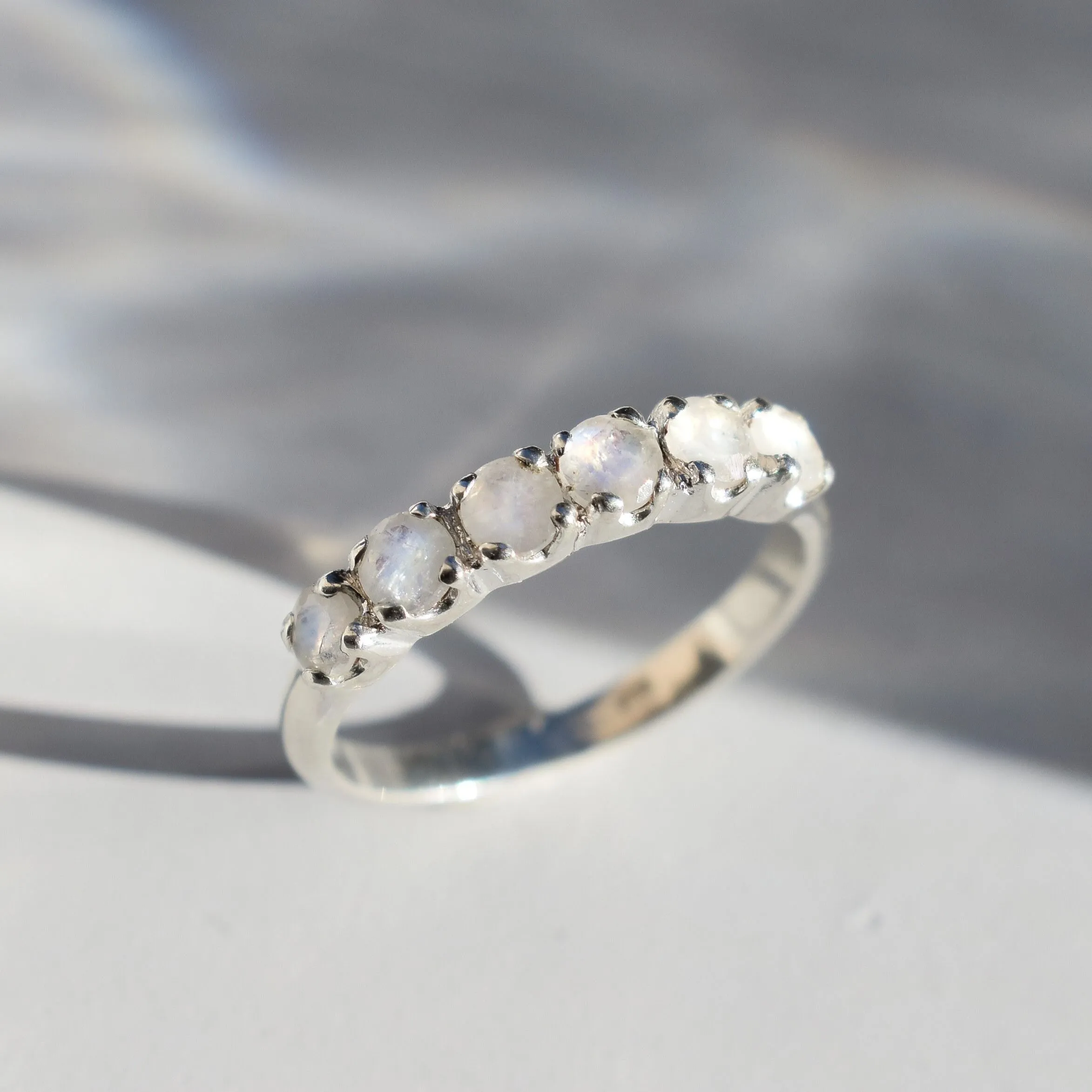Rainbow Moonstone Band - Natural Moonstone Ring, June Birthstone Ring