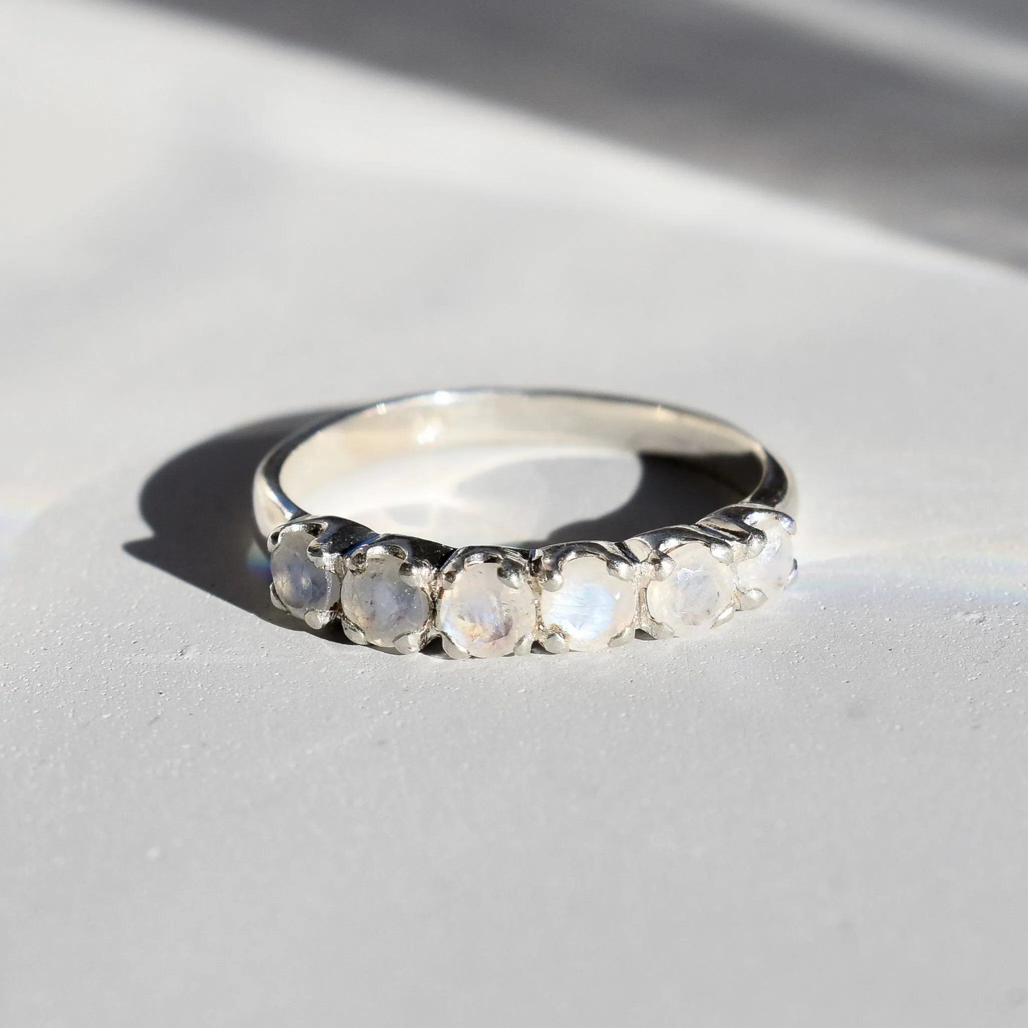 Rainbow Moonstone Band - Natural Moonstone Ring, June Birthstone Ring