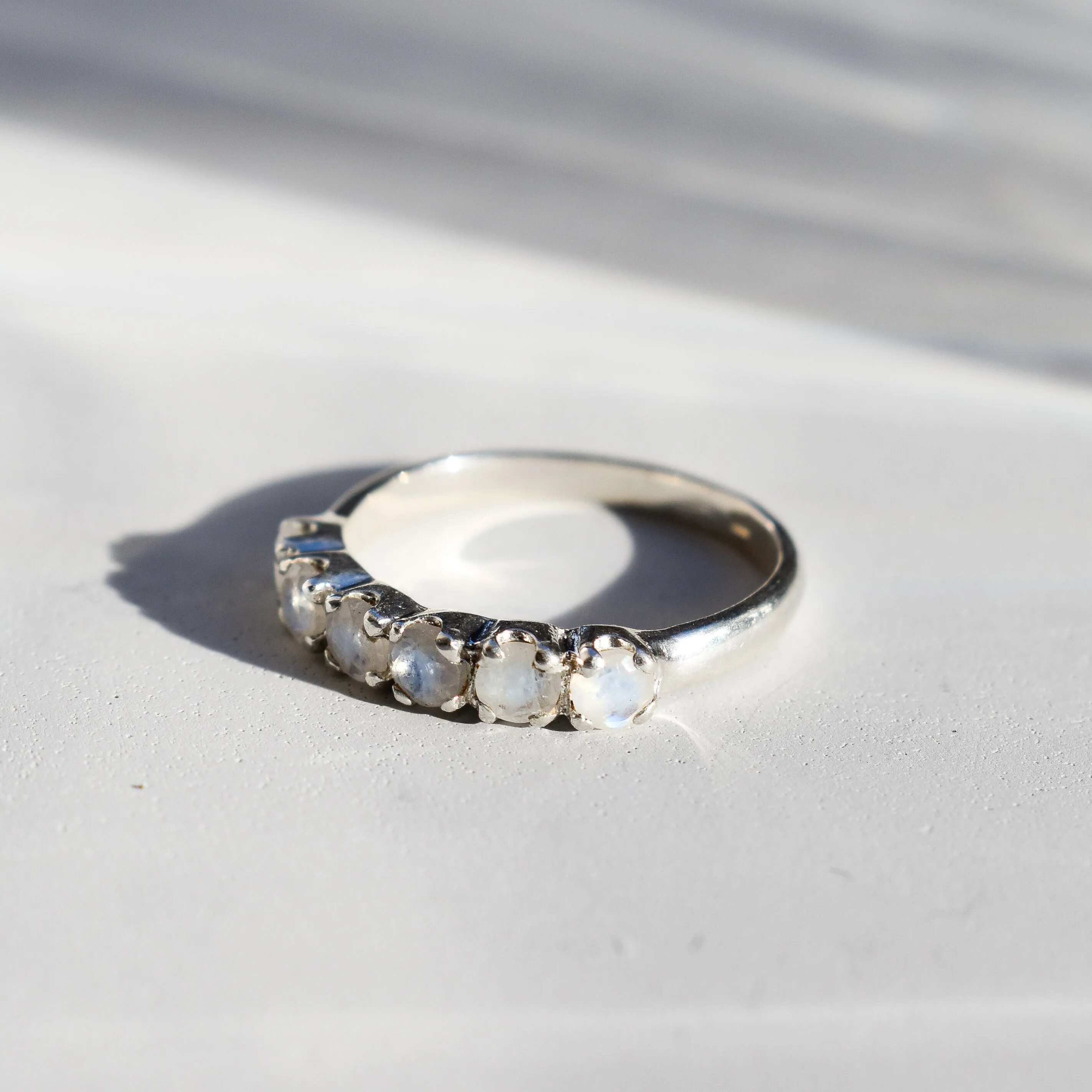 Rainbow Moonstone Band - Natural Moonstone Ring, June Birthstone Ring