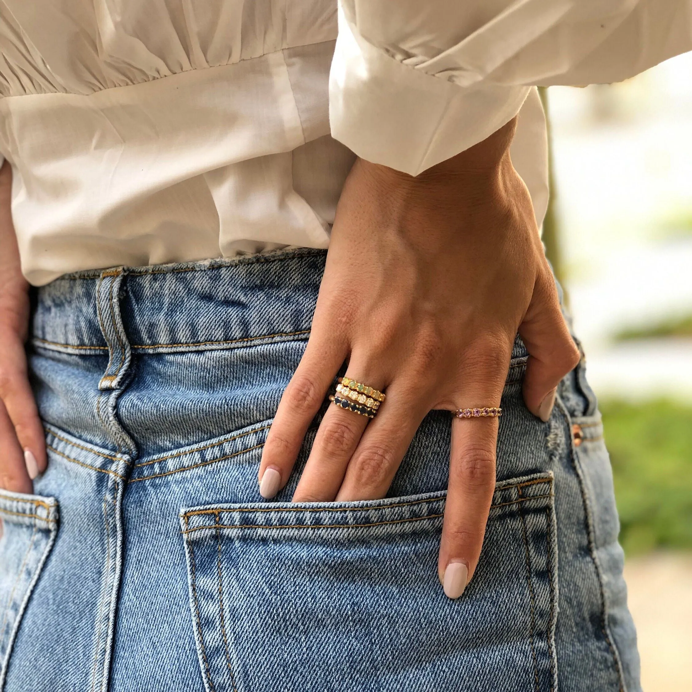 Rainbow Moonstone Band - Natural Moonstone Ring, June Birthstone Ring