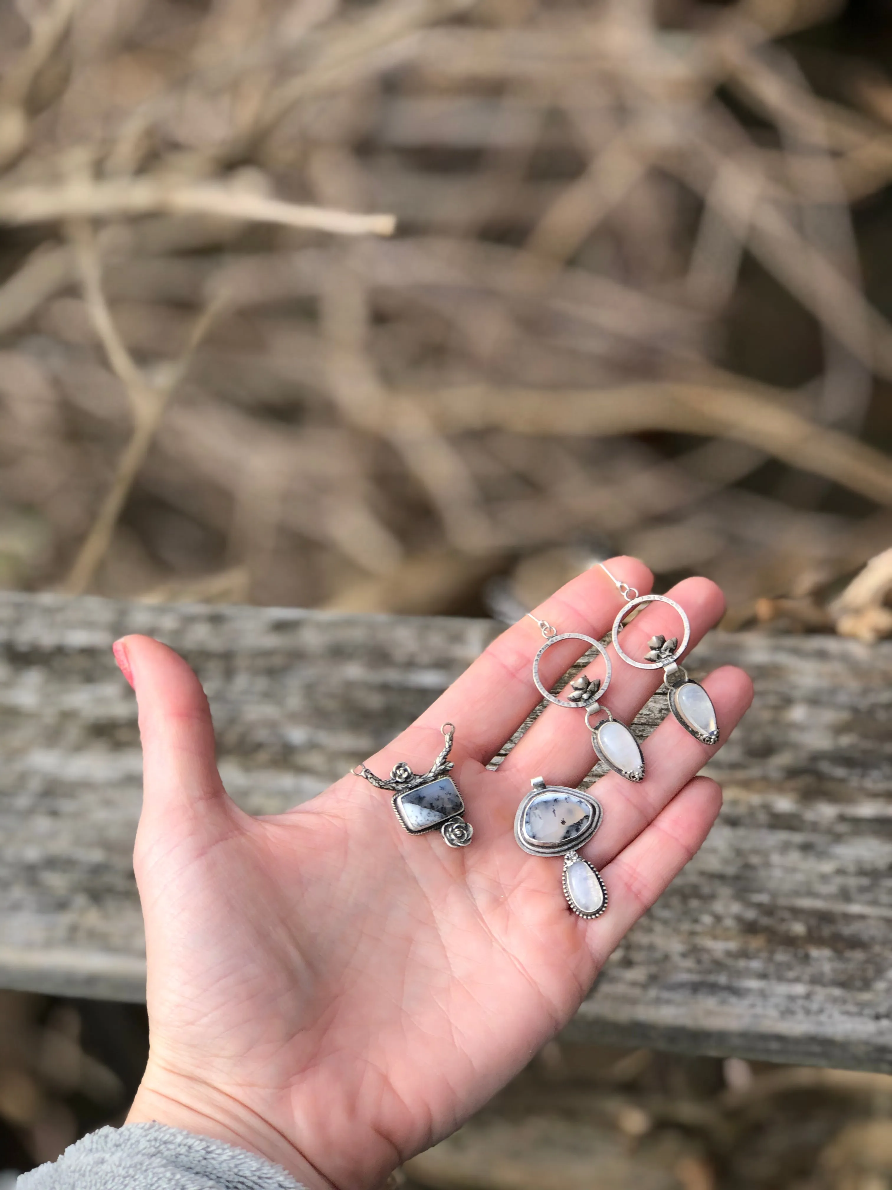 Rainbow Moonstone Succulent Hoops