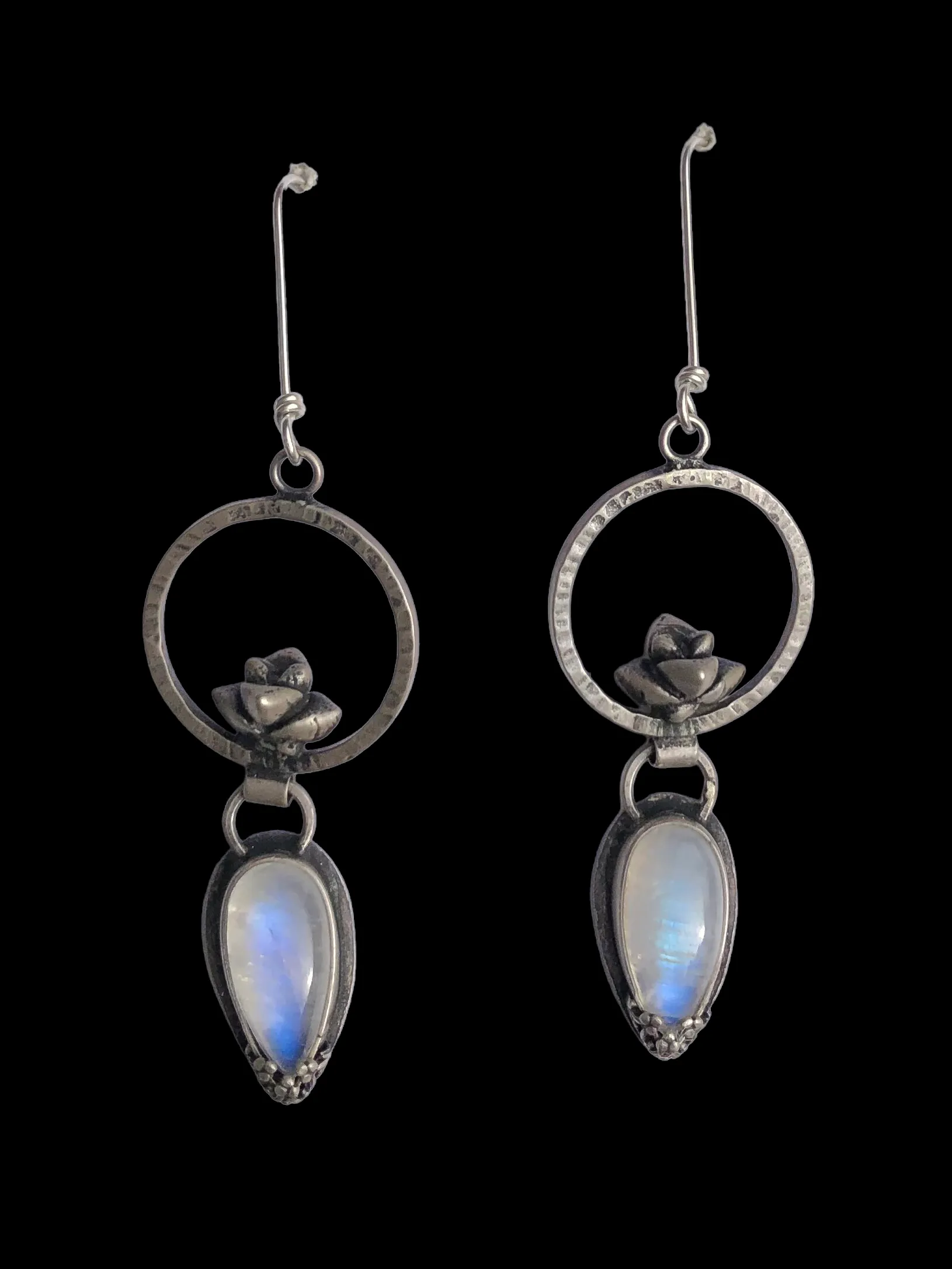 Rainbow Moonstone Succulent Hoops