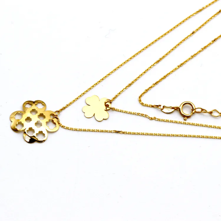Real Gold Double layer Flower Choker Adjustable Size Necklace 2638-11 N1322