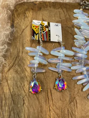 Ren Chunky Stone AB Earrings - Iridescent