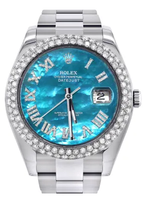 Rolex Datejust II Watch | 41 MM | Aquamarine Mother of Pearl Dial | Two Row | Oyster Band