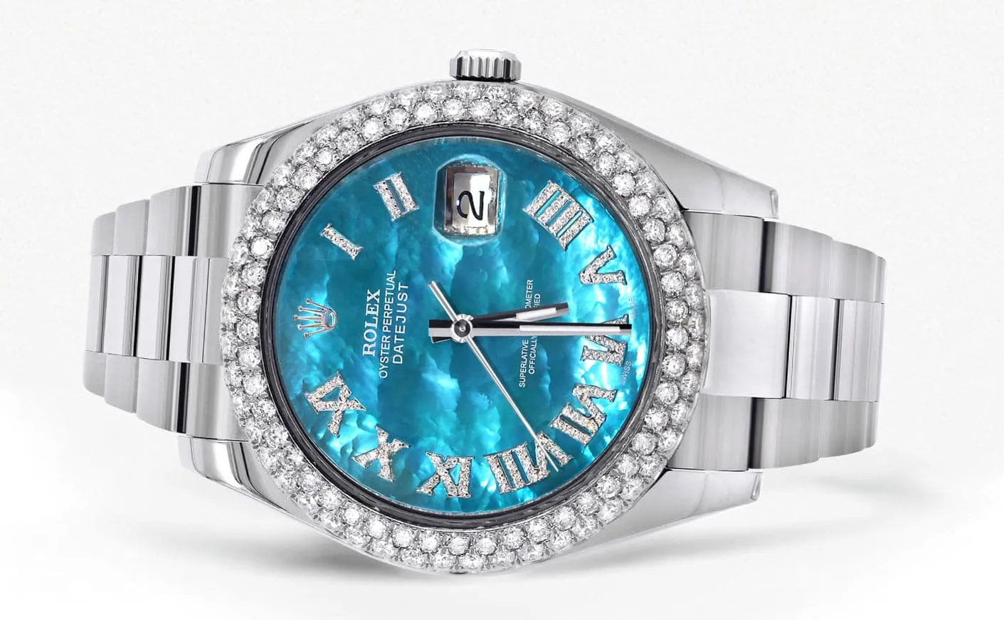Rolex Datejust II Watch | 41 MM | Aquamarine Mother of Pearl Dial | Two Row | Oyster Band