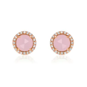 Rosie 5.0mm Pink Opal & Diamond Post Earrings