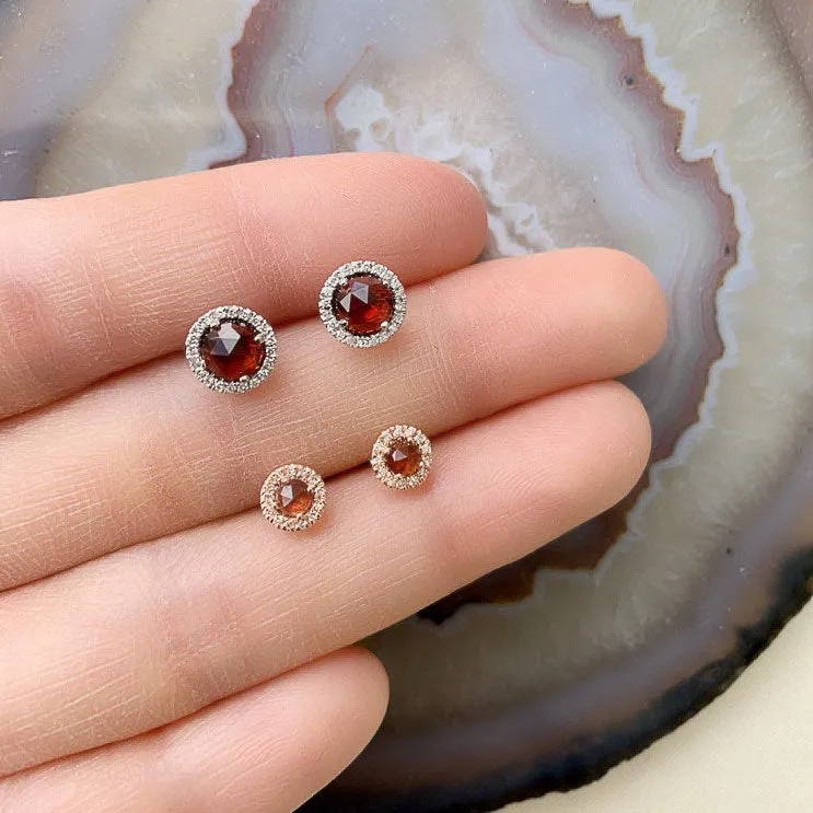 Rosie 5.0mm Pink Opal & Diamond Post Earrings