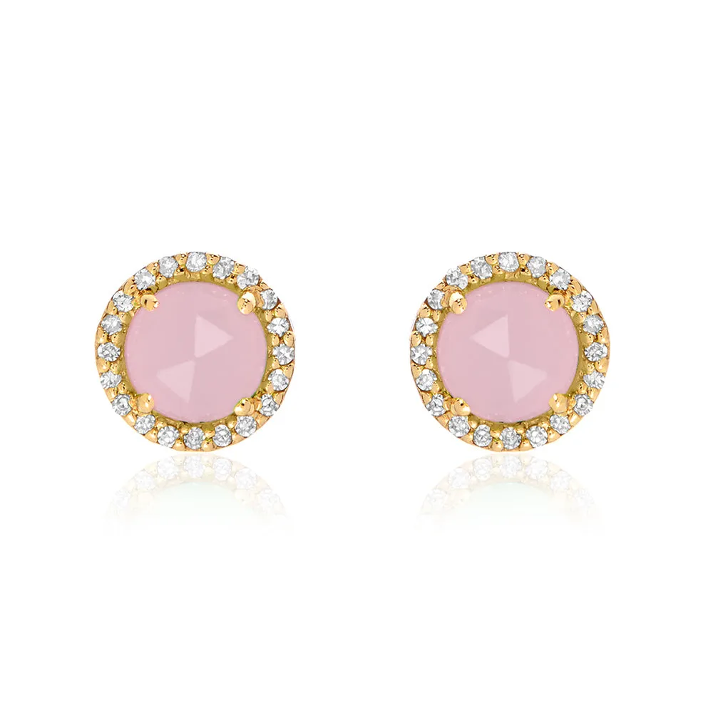 Rosie 5.0mm Pink Opal & Diamond Post Earrings