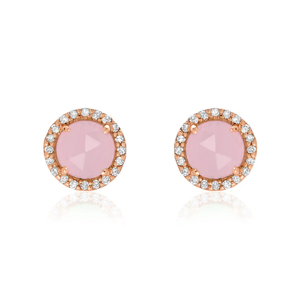 Rosie 5.0mm Pink Opal & Diamond Post Earrings
