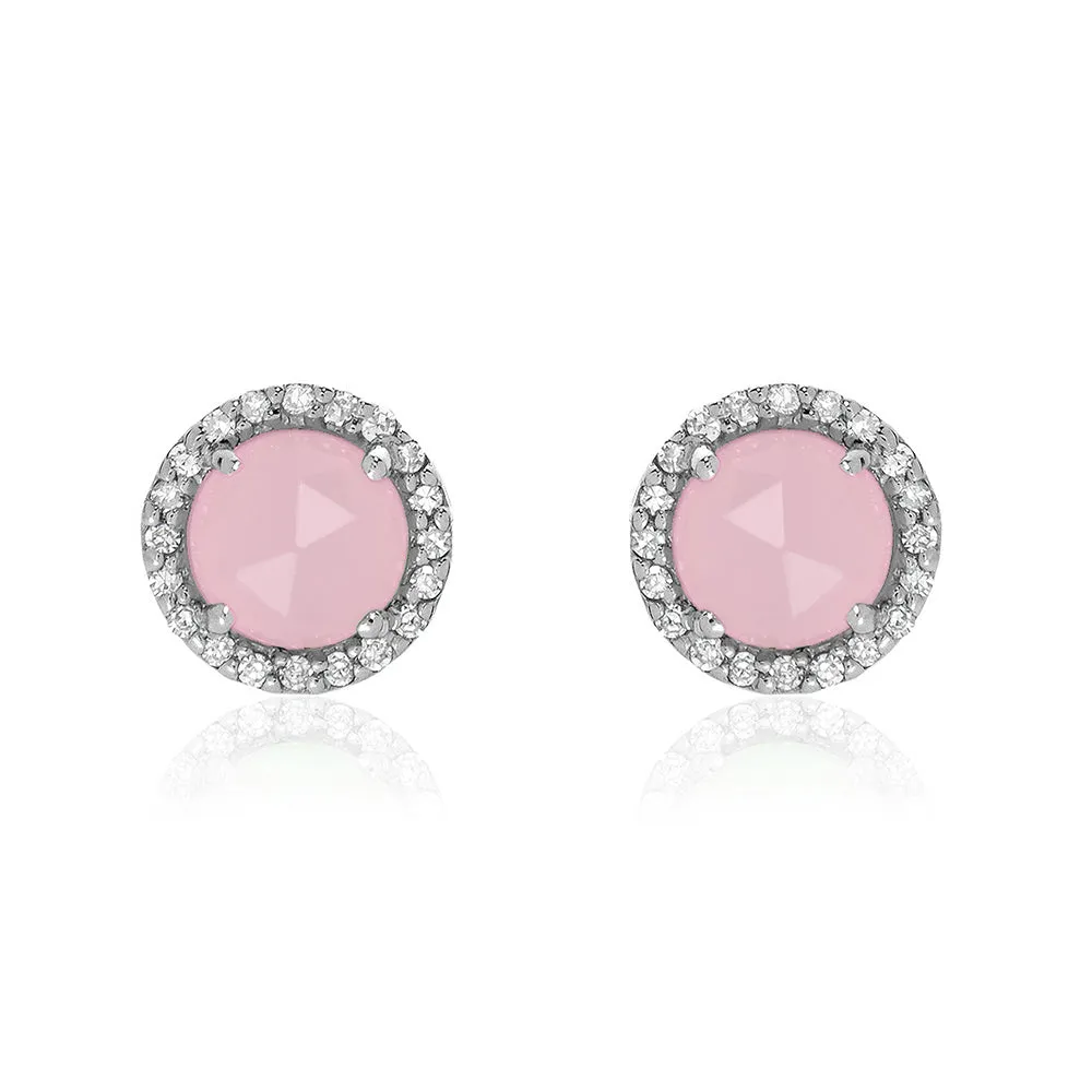 Rosie 5.0mm Pink Opal & Diamond Post Earrings
