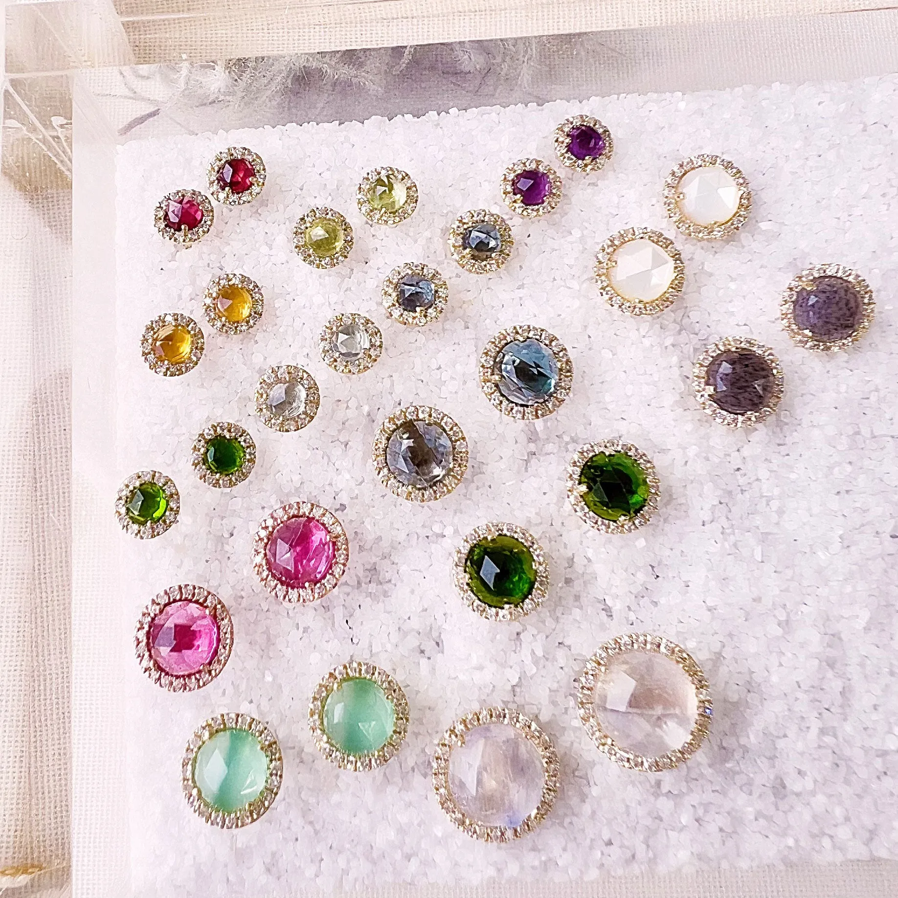 Rosie 5.0mm Pink Opal & Diamond Post Earrings