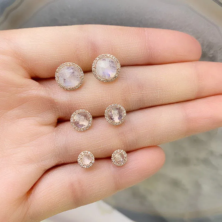 Rosie 5.0mm Pink Opal & Diamond Post Earrings