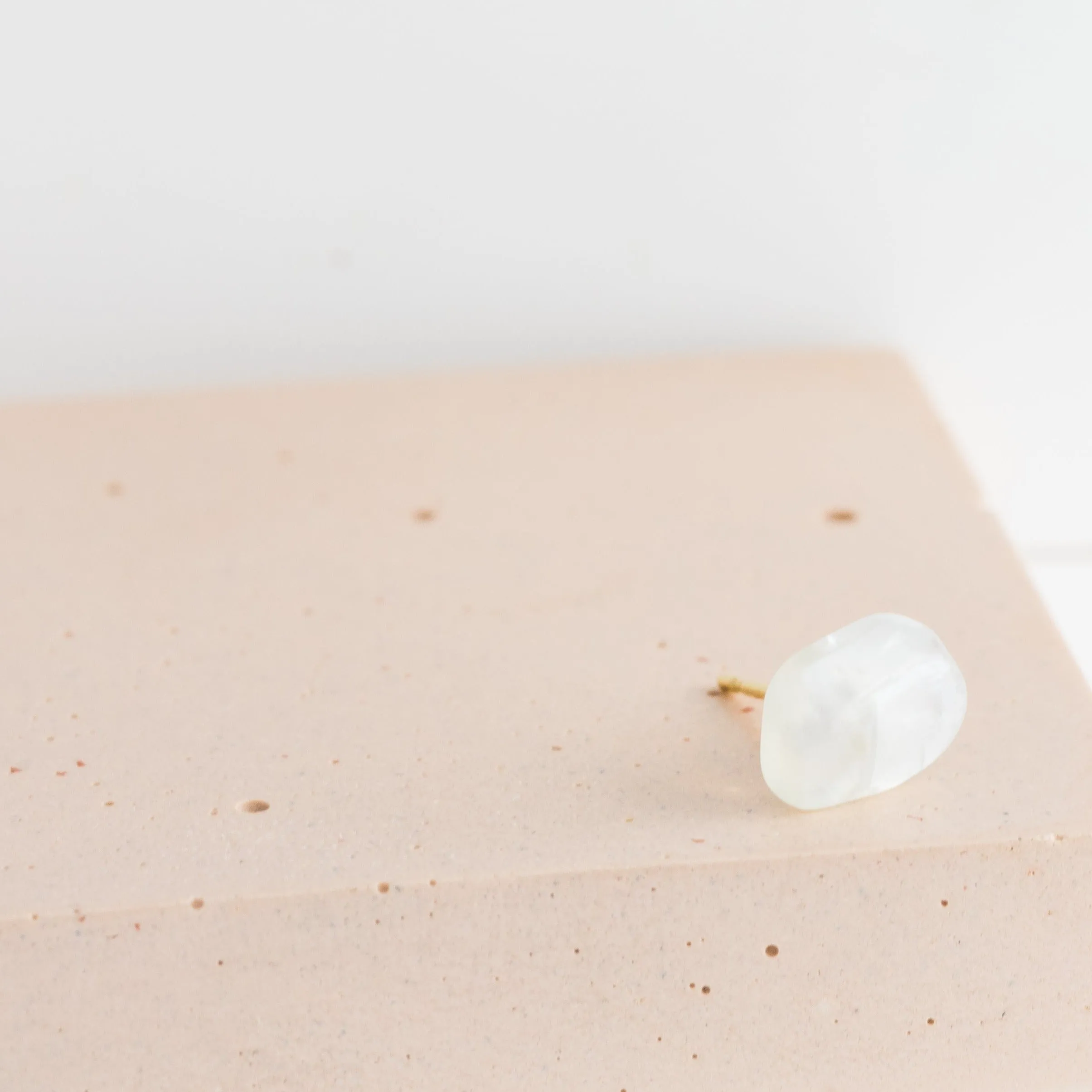 Rough stone moonstone stud