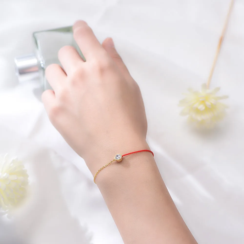 Round Zircon Splice Colourful Rope Silver Bracelet  for Women