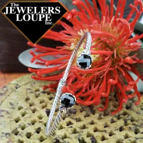 Samuel B. Sterling Silver and 18K Yellow Gold Black Spinel Twisted Cable Bangle (96323)
