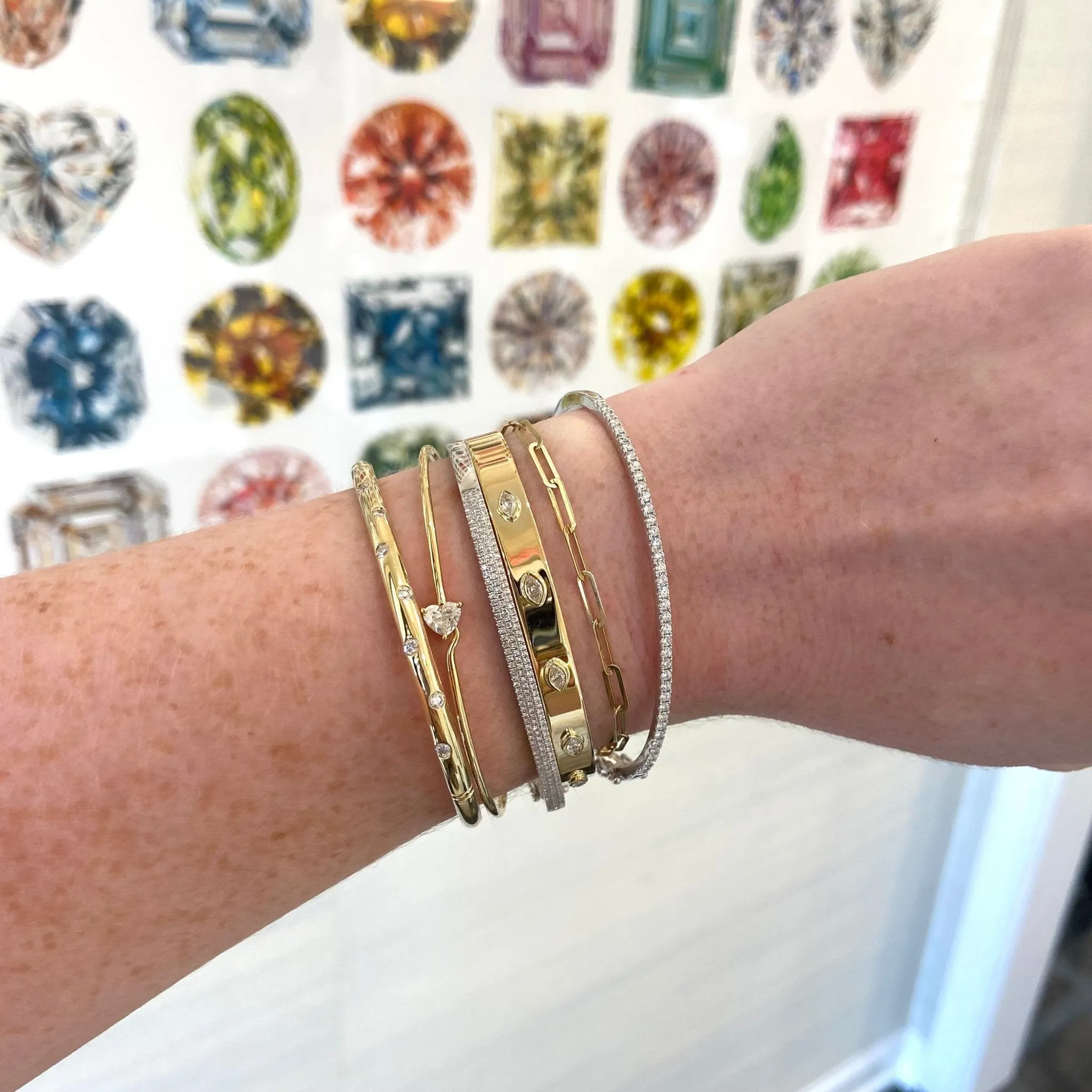 Scattered Diamond Inlay Bangle