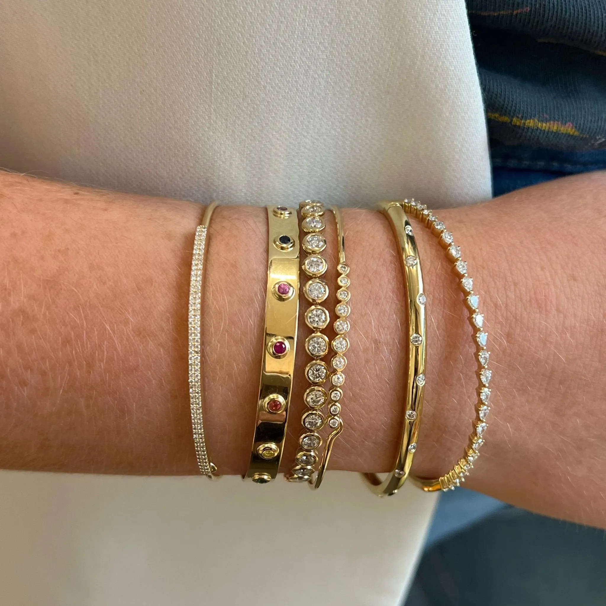 Scattered Diamond Inlay Bangle