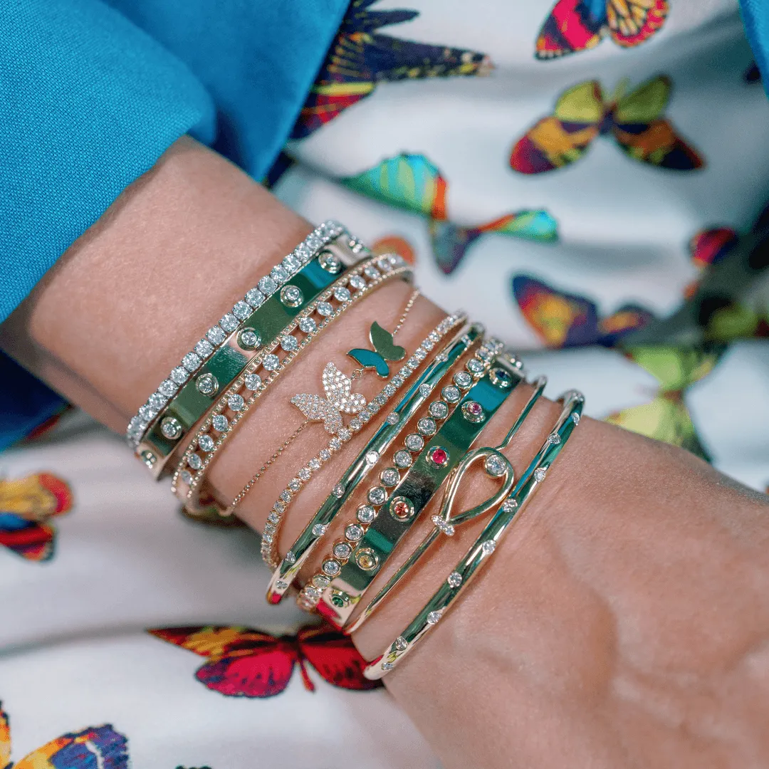 Scattered Diamond Inlay Bangle