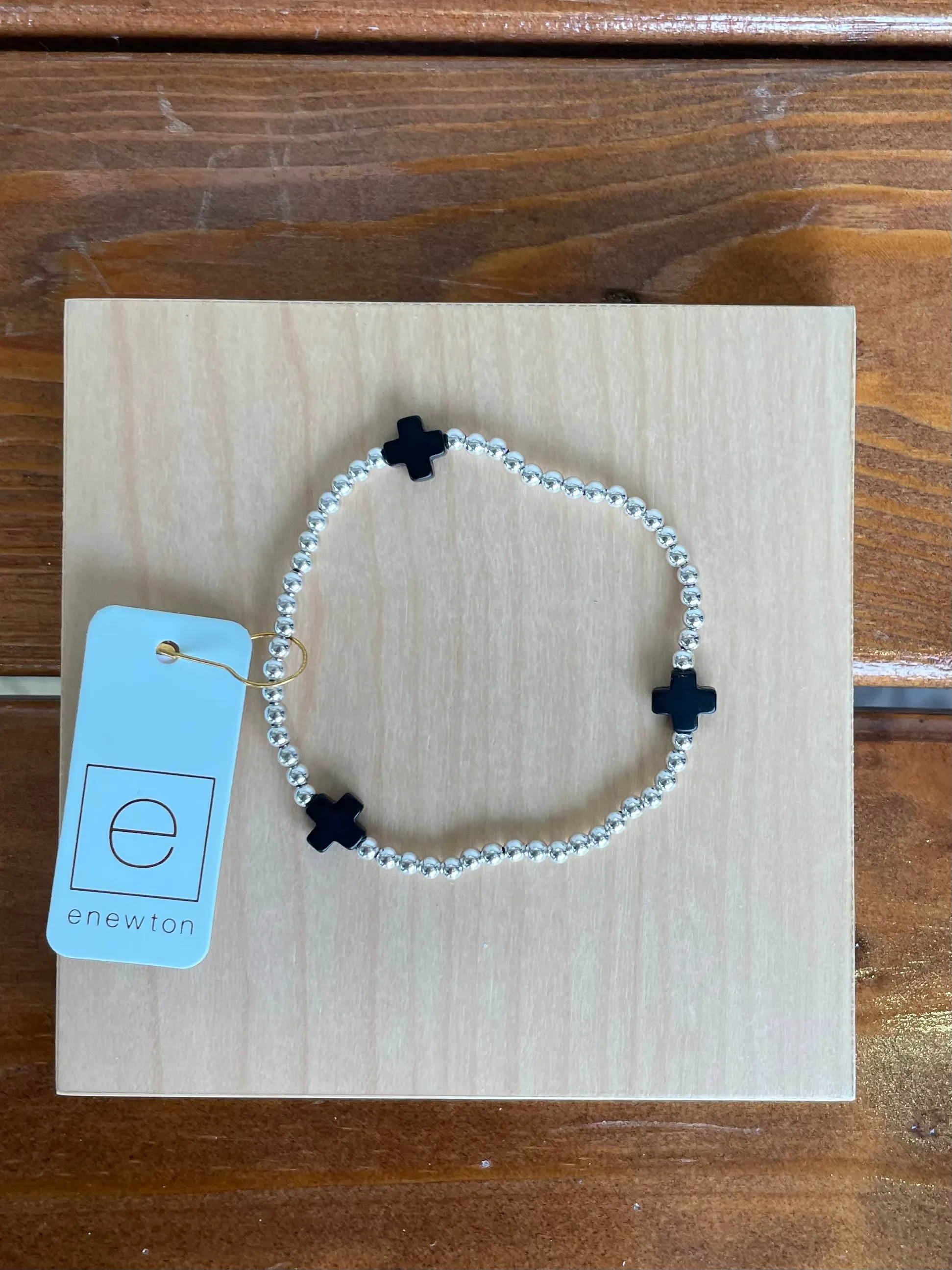 Signature Cross Sterling Pattern 3mm Bead Bracelet - Onyx