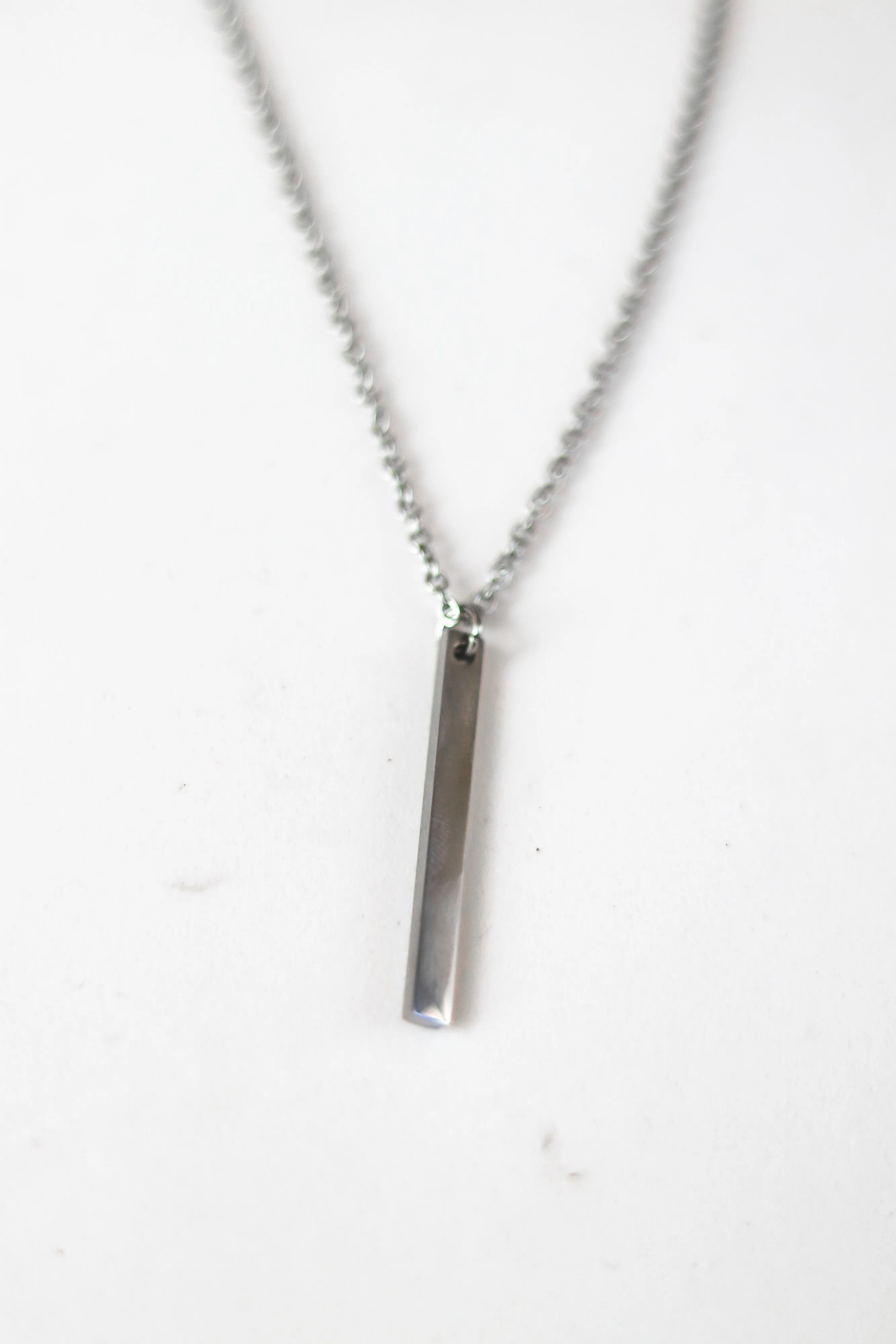Silver bar necklace for men, chain necklace, waterproof, gift for him