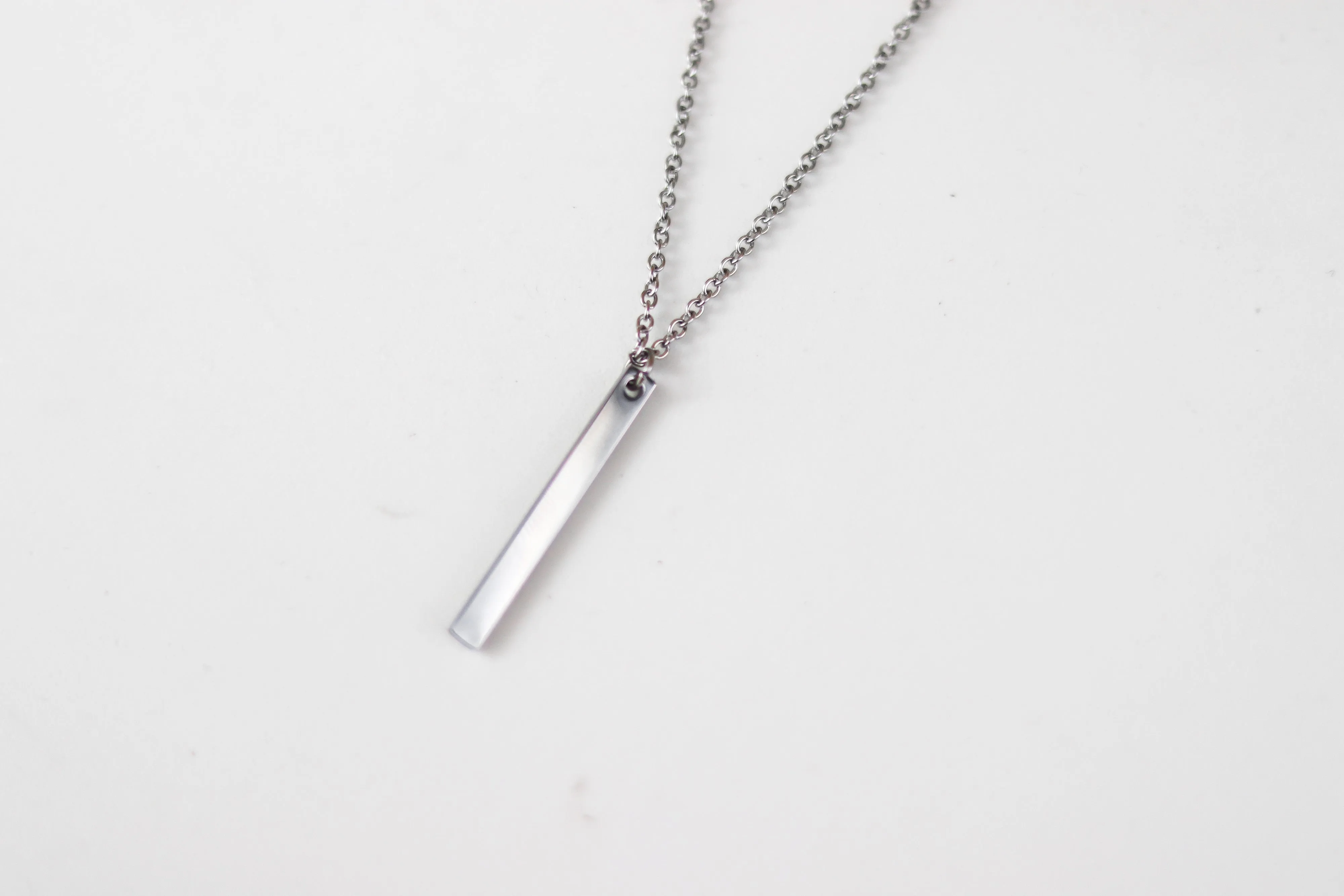 Silver bar necklace for men, chain necklace, waterproof, gift for him