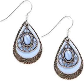 Silver Forest Surgical Steel Blue Moonstone Filigree Earrings NE-0792B