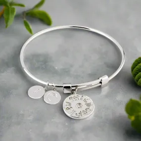 Silver History Of Ireland Disc Charm Bangle