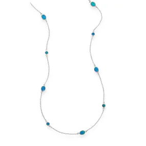 Silver Multi-shaped Synthetic Blue Opal Necklace