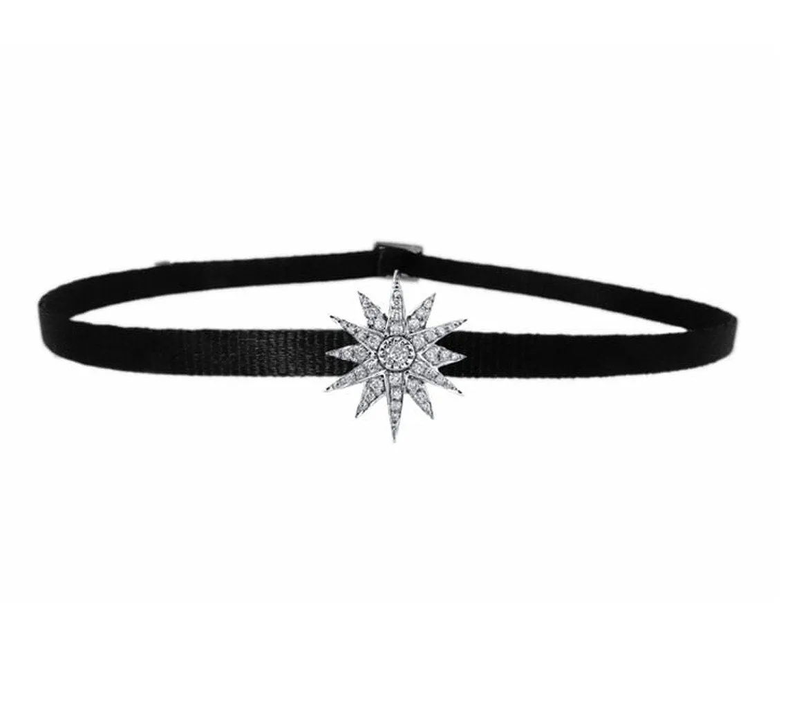 SINGLE STARBURST CHOKER IN WHITE GOLD