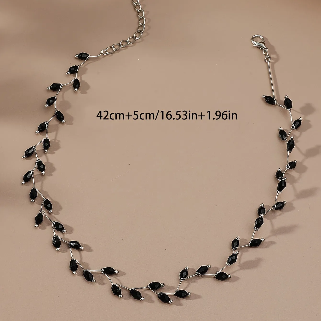 Sleek Black Crystal Beads Choker Necklace for Women