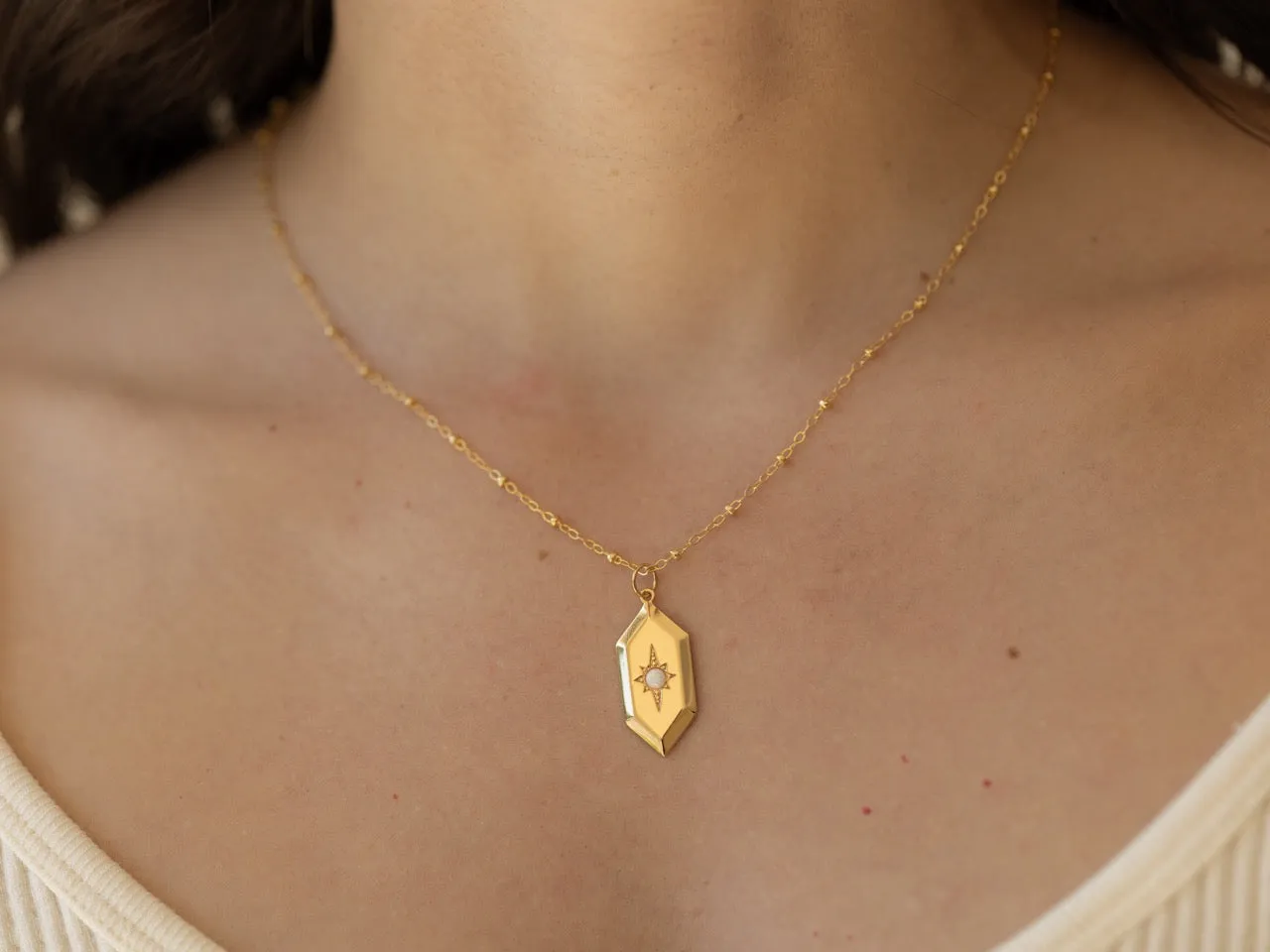 Sloane Opal Amulet Necklace in Gold