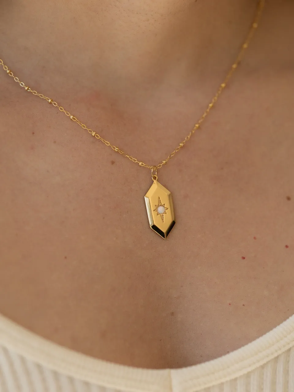 Sloane Opal Amulet Necklace in Gold