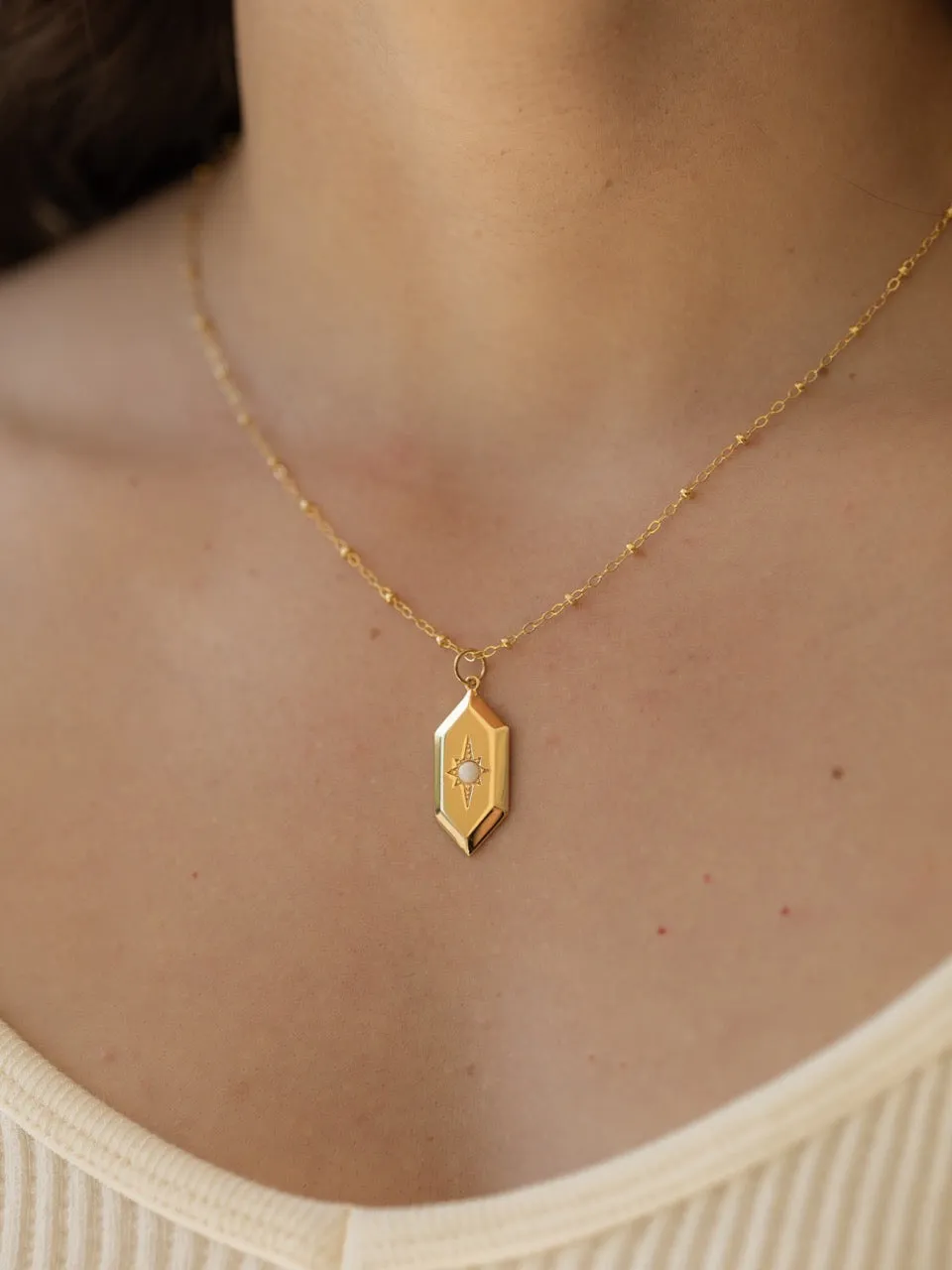 Sloane Opal Amulet Necklace in Gold