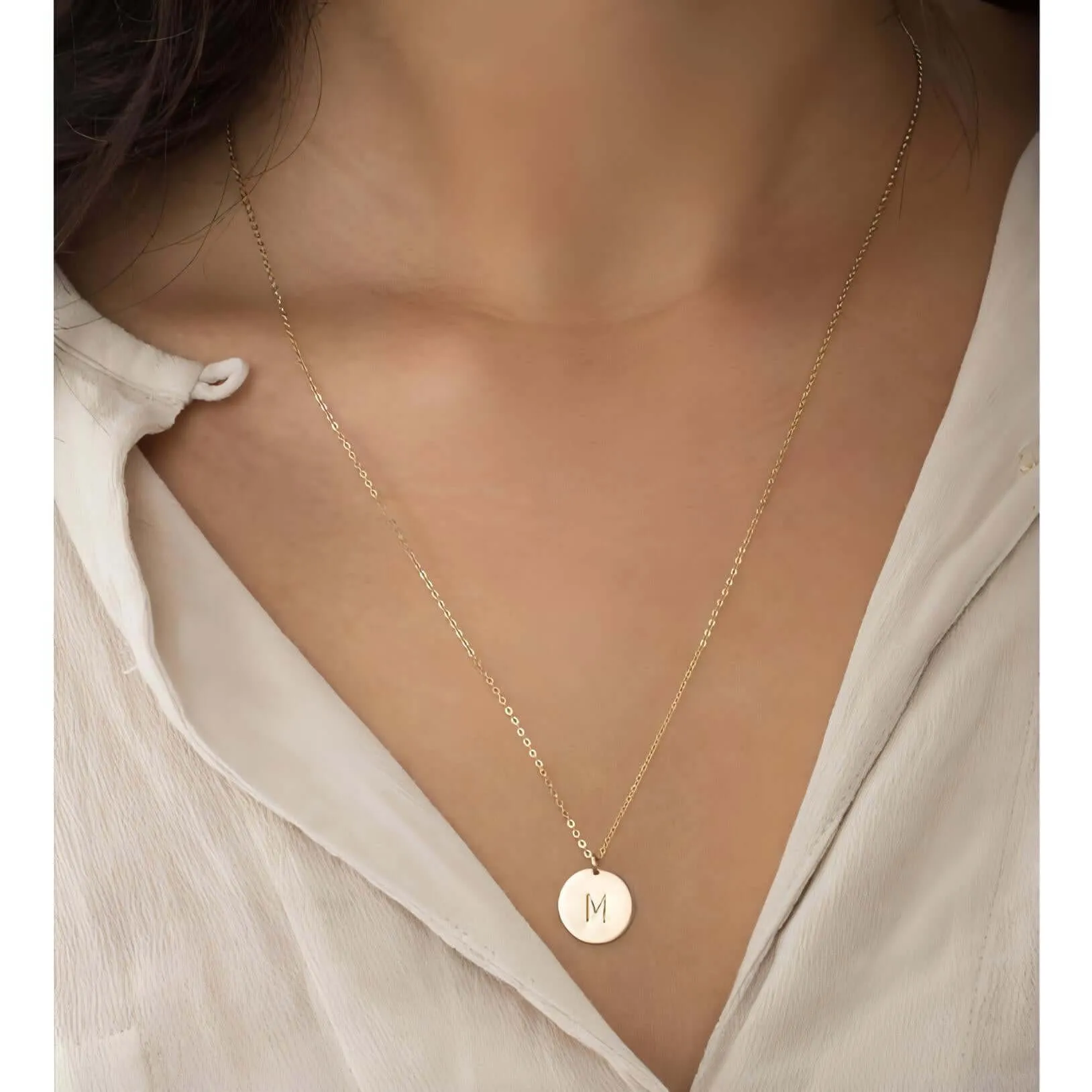 Sophia Large Initial Disc Necklace