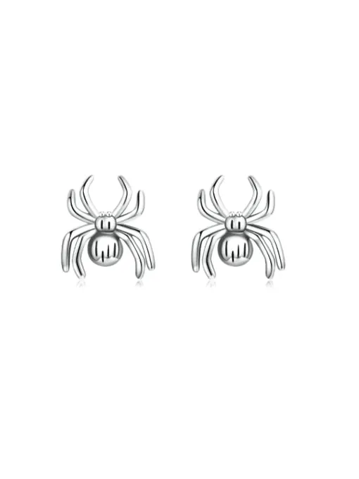 Spider Stud Earrings, Rustic Spider 925 Sterling Silver Luxury Statement Earrings