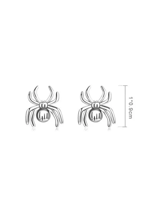 Spider Stud Earrings, Rustic Spider 925 Sterling Silver Luxury Statement Earrings