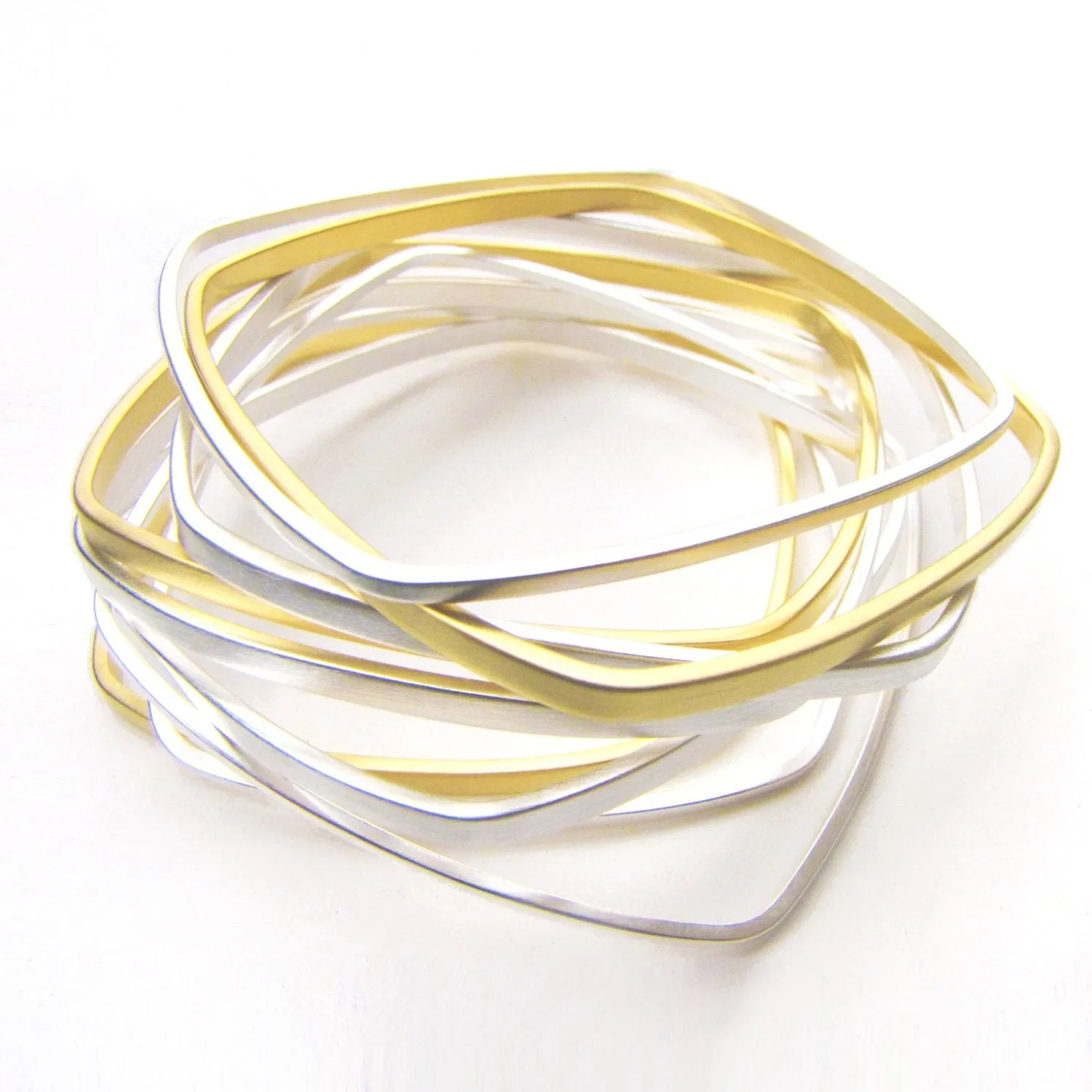 Square Bangles Gold and Silver Dipped