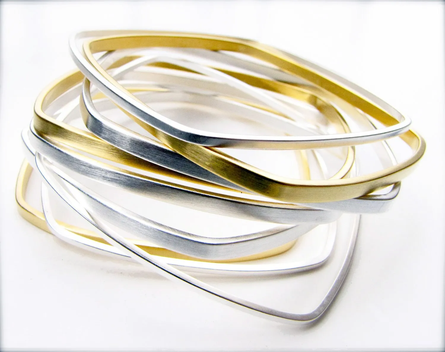 Square Bangles Gold and Silver Dipped