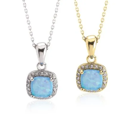 Square Opal Necklace 24k Gold Plated