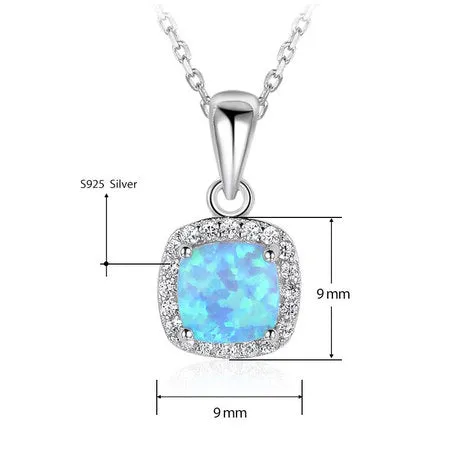 Square Opal Necklace 24k Gold Plated