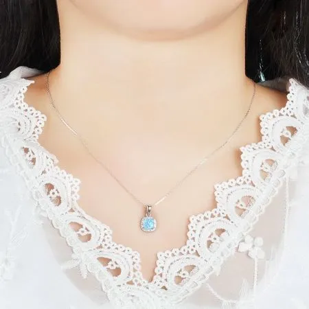 Square Opal Necklace 24k Gold Plated