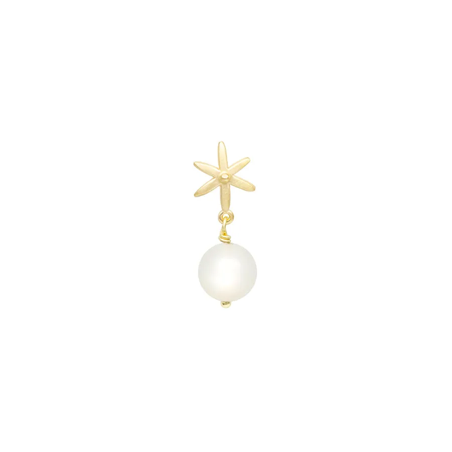 Star Post Earring w/ Gemstone Ball Drop