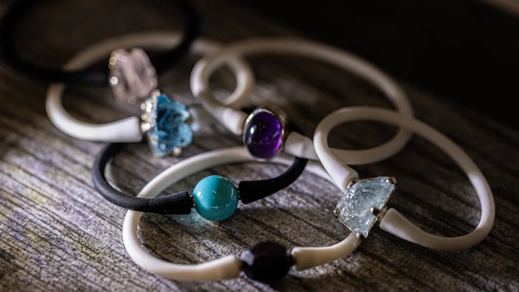 Sterling Silver Aquamarine Gemstone Rubber Bracelet