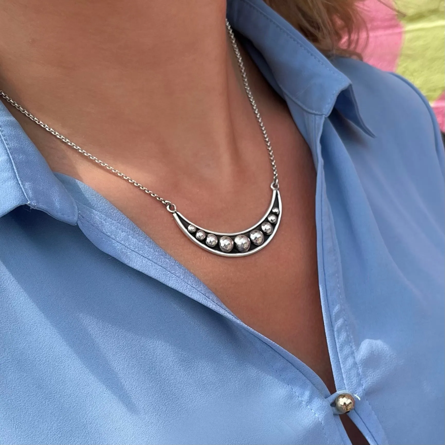 Sterling Silver Beaded Pendant Necklace