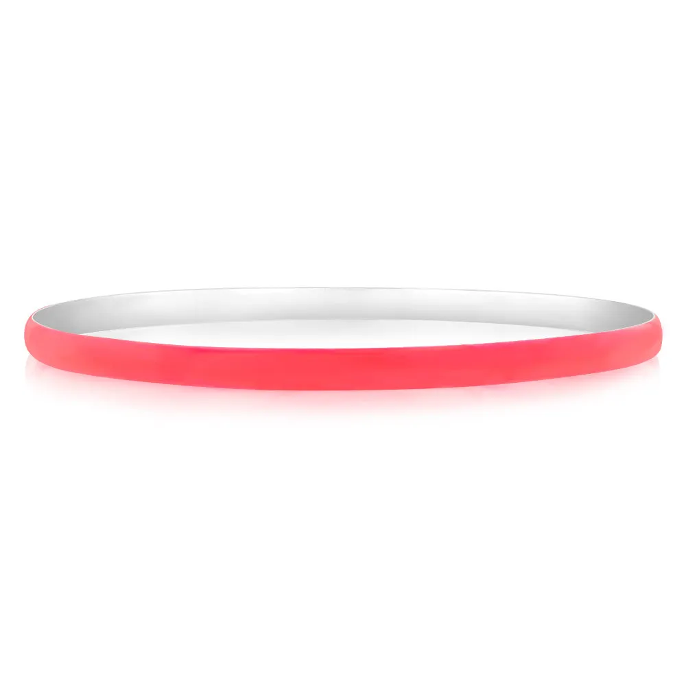 Sterling Silver Fluorescent Pink Bangle
