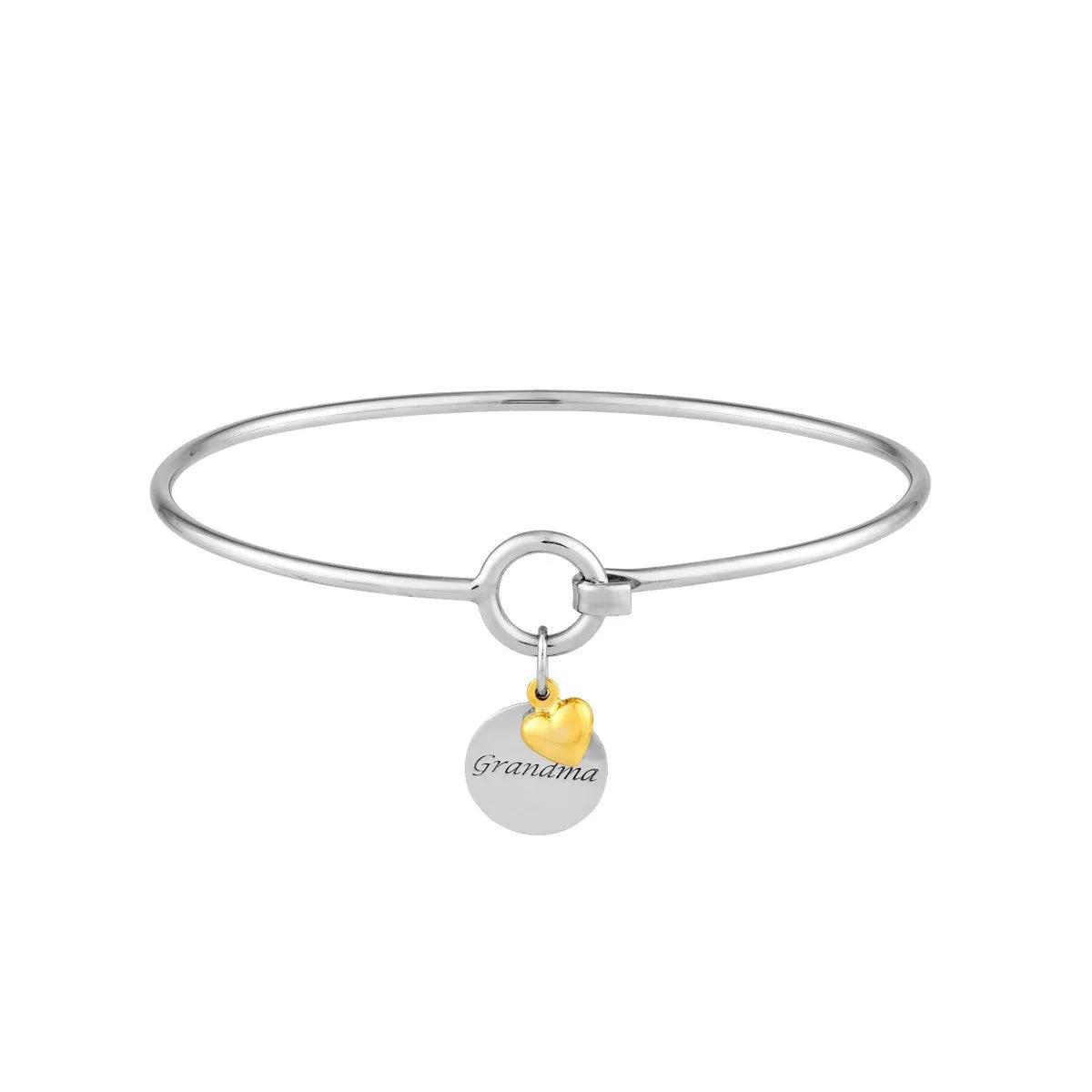 Sterling Silver Grandma Bangle with Heart Dangle