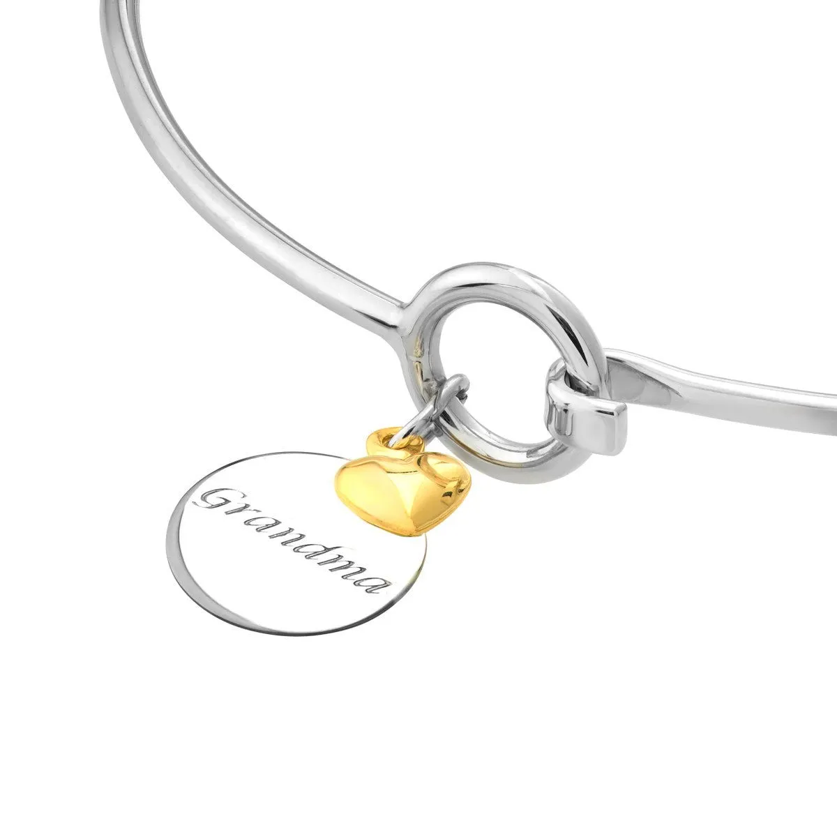 Sterling Silver Grandma Bangle with Heart Dangle
