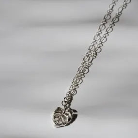 Sterling Silver Monstera Charm Necklace