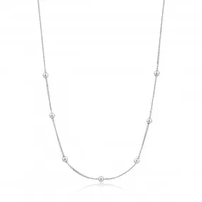Sterling Silver Rhodium Plated Modern Beaded Necklace N002-03H